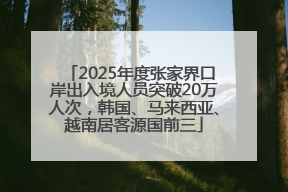 2025年度张家界口岸出入境人员突破20万人次，韩国、马来西亚、越南居客源国前三